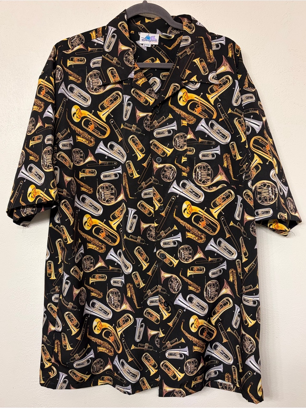 Disneyland Resort Men’s Musical Instrument Jazz Band Button Up Shirt Size XXL